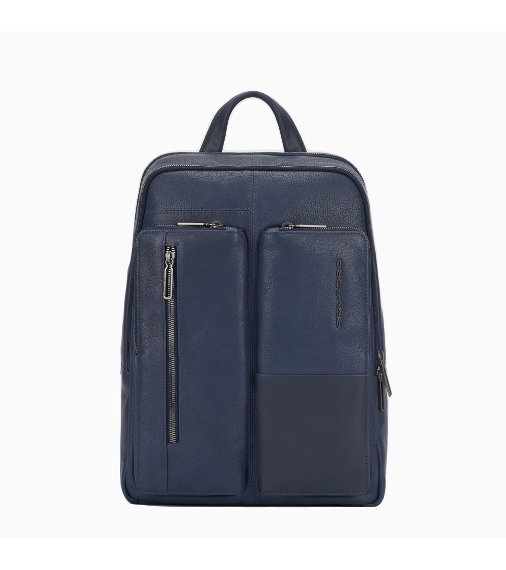 PIQUADRO Ronnie Rucksack Leder Blau - Laptopfach | Offizieller Sh